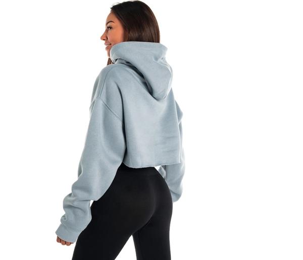 Fashion Cotton Sports Team Hoodies Printed Long Raglan Sleeve Oversized Cropped Top