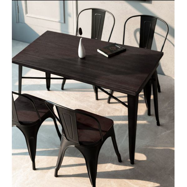 Restaurant Furniture Fast Food Coffee Loft Iron Wooden Dining Table for Restaurant Furniture Sets