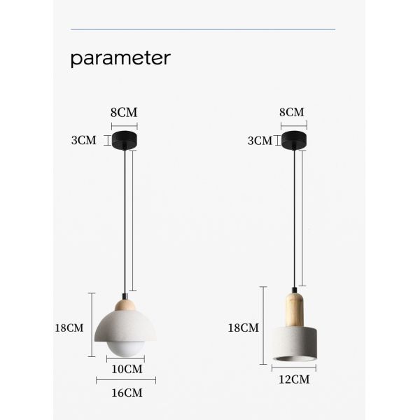 Ваби Саби стиль Цементный подвесок Светлый деревенский стеклянный люстра для спальни / столовой