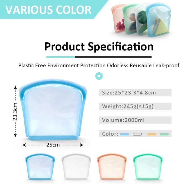 Sacs de conservation alimentaire réutilisables en silicone écologiques – Hermétiques, sans BPA et étanches – Sans danger pour le congélateur, le micro-ondes et le lave-vaisselle – Parfaits pour la préparation des repas, les restes, les aliments pour bébés et les voyages