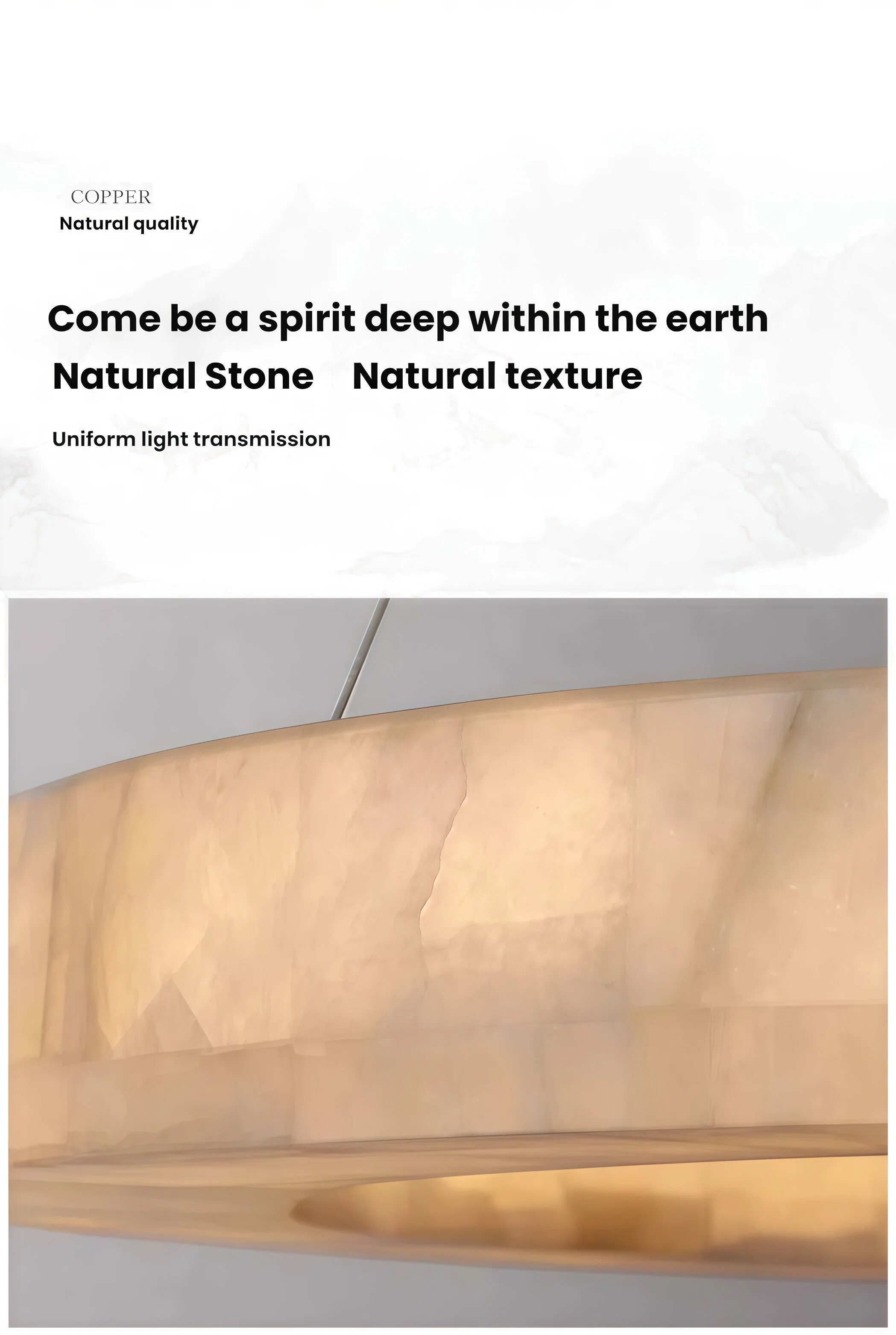 JYLIGHTING Modern Circular Pendant Light, Spanish Natural Alabaster & Brass LED Chandelier for Dining & Living Room
