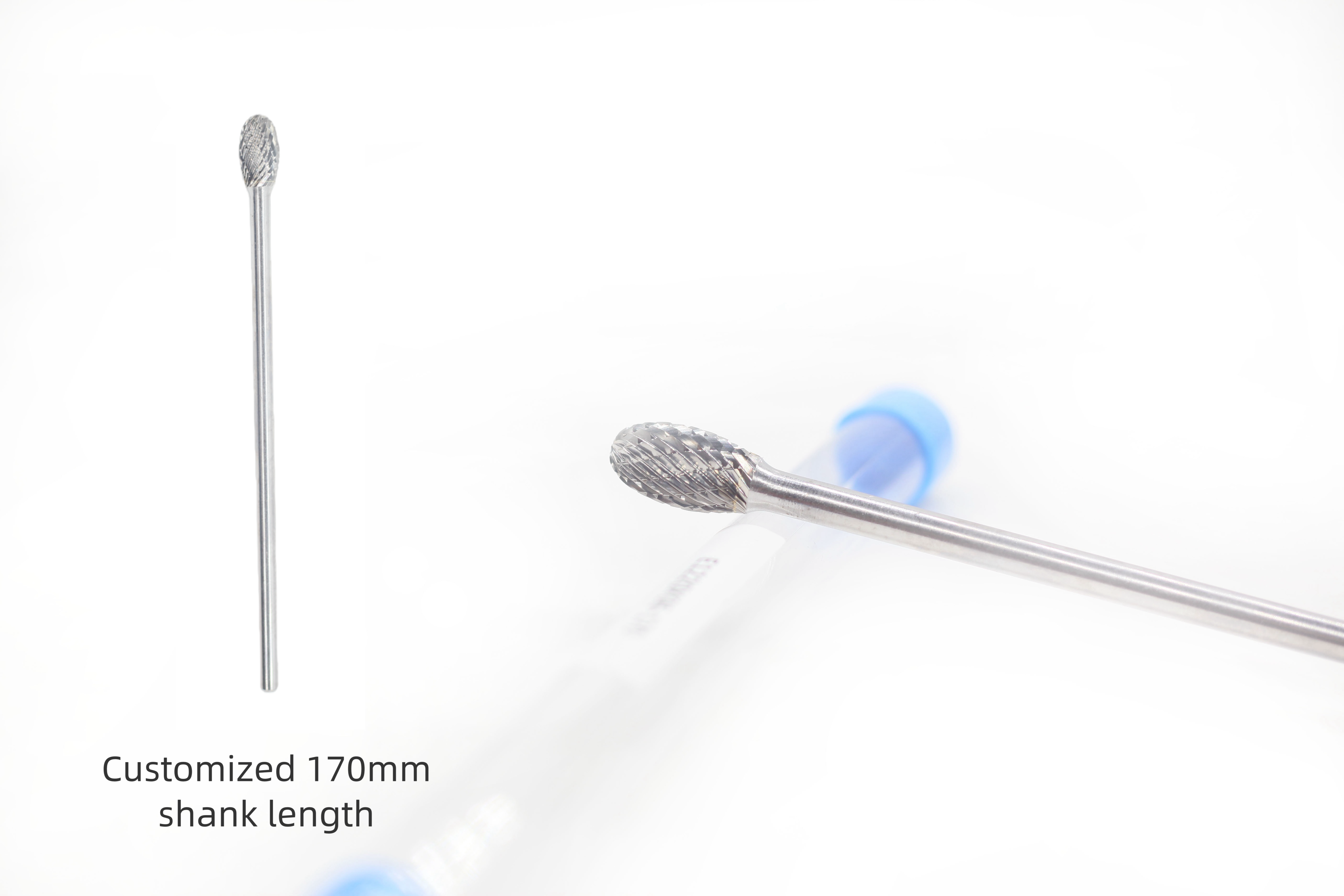 Customized E-Oval Shape Tungsten Crbide Burrs 12*20 Standard Double Cut 6mm Shank With 170 Overall Length