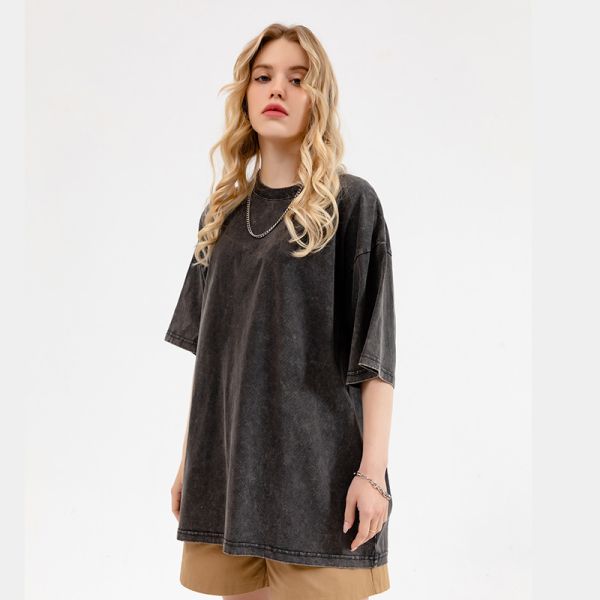 Wholesale Custom Printed T Shirt for Men Cotton Plain Oversize Acid Wash Boxy Summer Blank T-Shirt