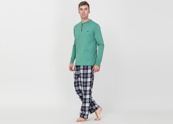 Spring Autumn Mens Luxury Sleepwear Functional Placket Side Pockets Design