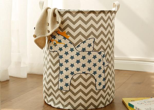 Foldable washing laundry clothes basket toy storage bag large box customized blue wooden horse star