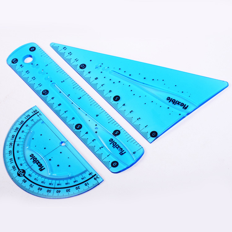 hot selling fashion twist it 15cm clear pvc 3pcs flexible ruler set