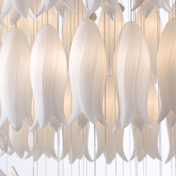 Luz frente e verso cerâmica luxuosa da sala de jantar da sala de visitas de Tulip Bird Chandelier Staircase Villa