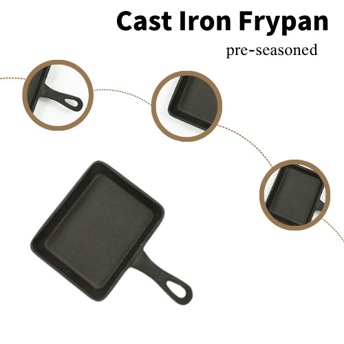 Квадратный гриль литого железа Griddle Pre закаленный лоток 17.3*10.5*2.2cm Skillet гриля