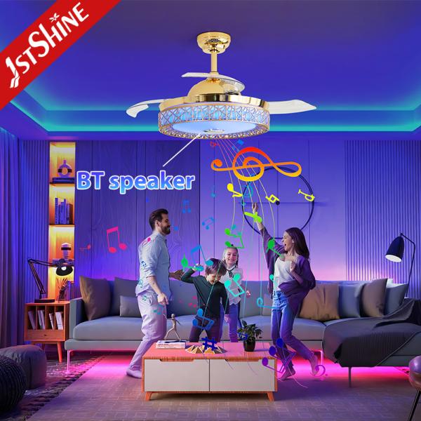 Mudança de cor 3000K Retrátil Ventilador de teto Luz Para quarto de hotel