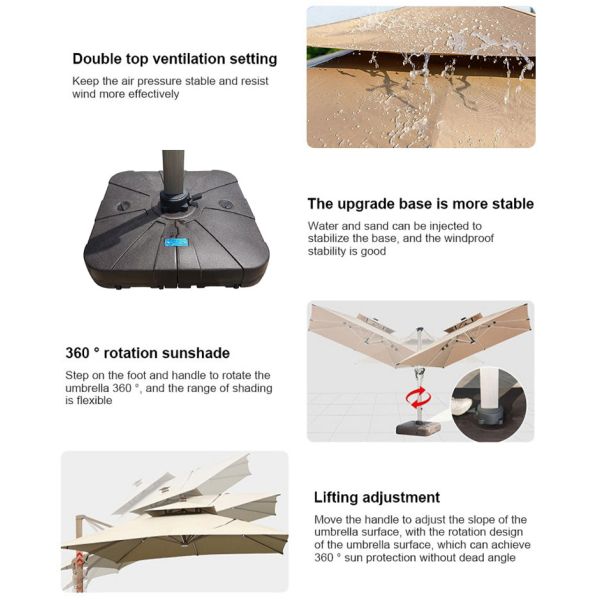 360 Degree Rotating Offset Patio Umbrella with LED Light Your Garden's Ideal Choice