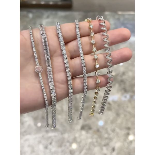 Fine Jewelry Lab Grown Diamond Bracelet Carbon DEF Color Fancy Shape Tennis Bracelet