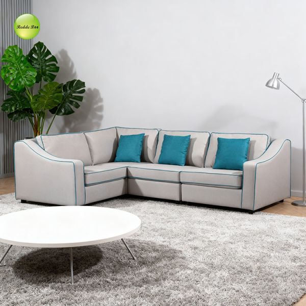 Grey plush Fabric Corner L Shaped Sectional Sofa 8x8 Custom