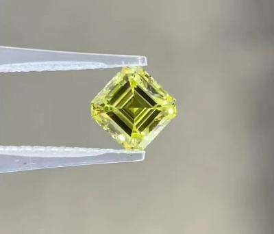 Quadrado Esmeralda Corte HPHT 1 Ct Laboratório Diamante Amarelo Para Decorações de jóias