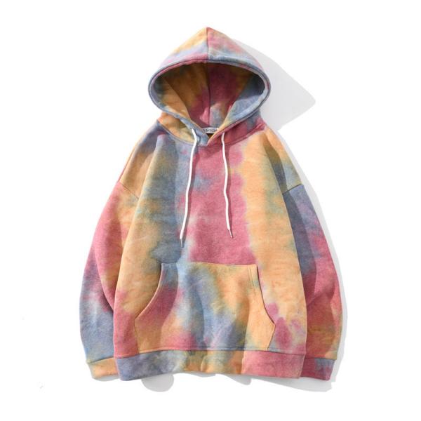 Camiseta encapuçado do cordão unisex de tamanho grande cor-de-rosa azul do Hoodie da tintura do laço para correr