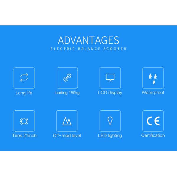 Off Road Chariot Two Wheeled Self Balancing Electric Vehicle 21 Inch Big Tire