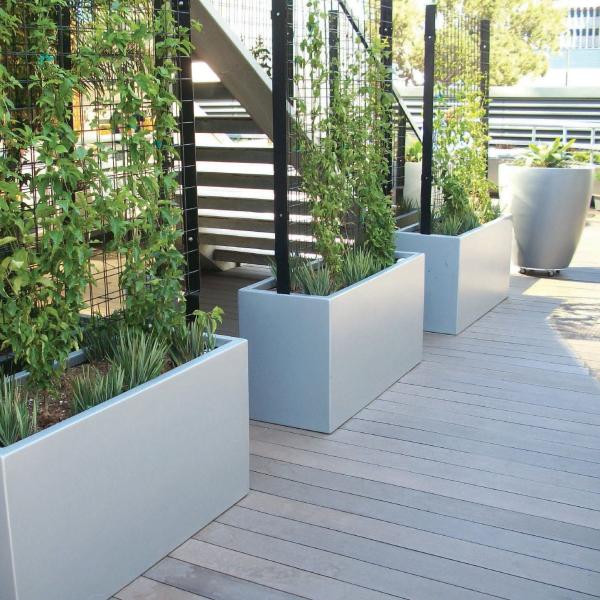 Gráfico Planteiras de flores de resina de fibra de vidro de estilo moderno Potes de plantas de FRP para decoração