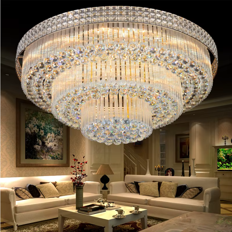 JYLIGHTING Living Room Round Ceiling Lamp Crystal Bedroom Ceiling Lamp Modern Crystal LED Hotel Ceiling Lamp Chandelier