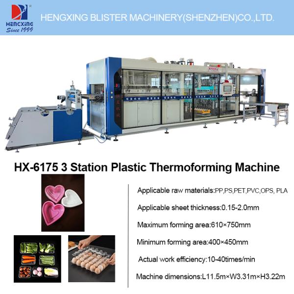 Automatic 3-Station Thermoforming Machine for PP PET Food Container: High Speed & Auto Stacking Saving Labor Cost | HENGXING