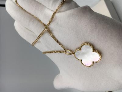 Madrepérola branca elegante da colar longa do ouro do amarelo 18K para senhoras