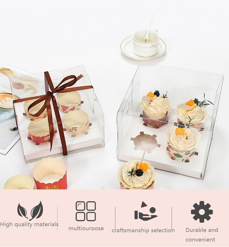 12 Holes Transparent Cupcake Box Kraft Paper Cake Box/Container for Regular Supply
