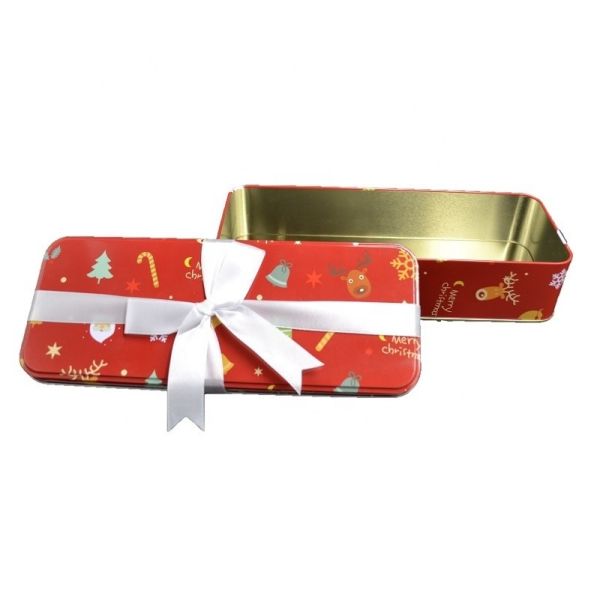 Custom Printed Rectangular Biscuit Cookie Tin Box Food Grade Metal Container for Bakery Gift Packaging Storage