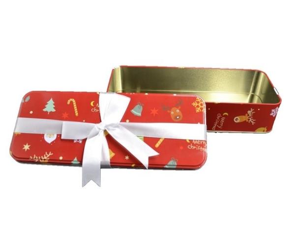DADI Metal Candy Tin Box Gift Box 235x92x52mm Rectangular Tin Cans with Ribbon