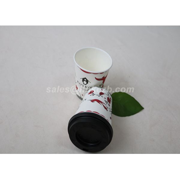 10 OZ Custom Printed Disposable Coffee Cups With Lids For Drinking