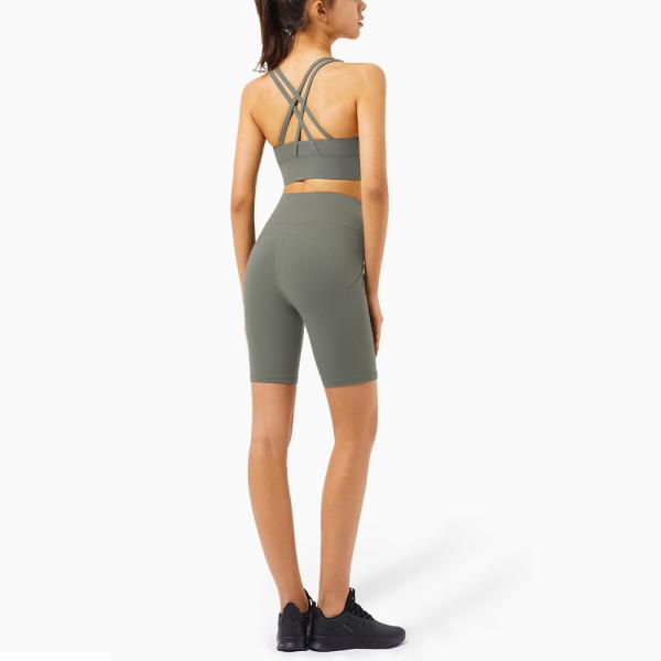 grupo atlético de 2 partes do short de 215gsm Lulu Cross Back Yoga Biker
