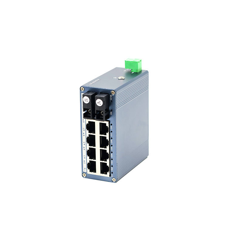Industrial Mini Gigabit Fiber Ethernet Switch 2 Fiber 8 RJ45 Ports 1000Mbps Network Switch