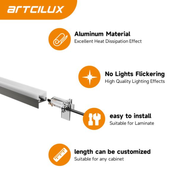 A260A Aluminum PC Laminate Light 150-2000x8.5x11mm Ra 90 DC12V 5W/m 2835/168PCS/m MANUAL SWITCH Glass Thickness 5-10mm