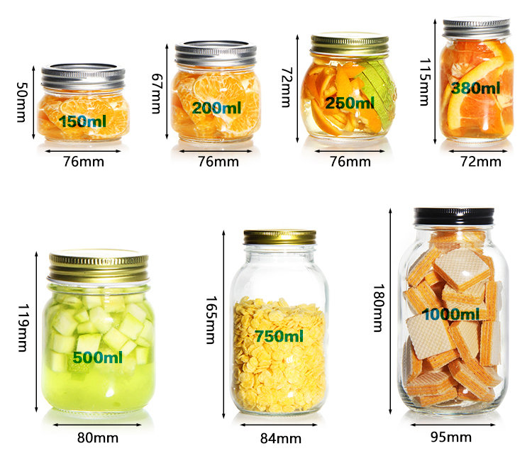 Люксовая круглая 16-унцевая прозрачная стеклянная банка с крышкой для хранения стеклянная банка