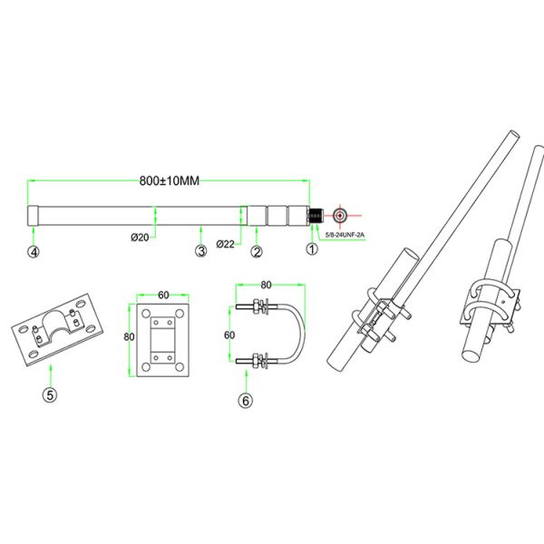868MHz 915MHz Fiberglass Omni Antenna High Gain 6dBi Lora Antennas
