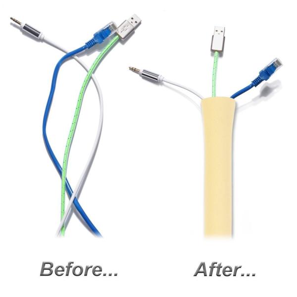 Neoprene Cable Sleeve Wrap Cover Organizer / Under Table Cable Organizer for Home Entertainment