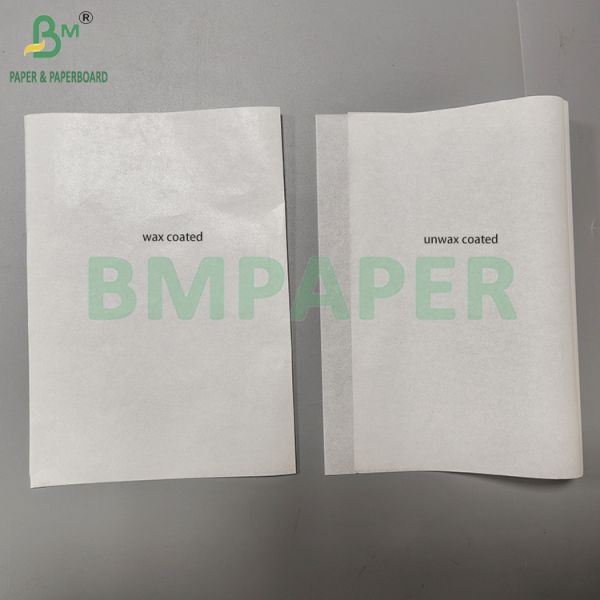 30gsm 35gsm White Uncoatd Wax Based Paper For Wrapping Fried Foods
