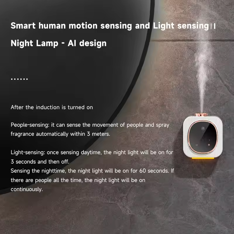 Wall Mounted Battery Powered Smart Pure Waterless Aroma Scent Essential Oil Diffuser Nano Mist Scent Machine With Night Light