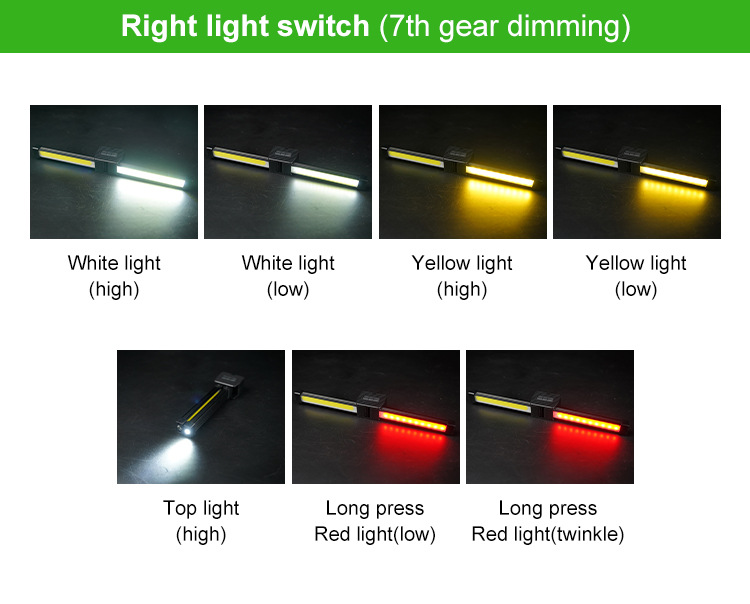 USB Rechargeable Magnetic 7th Gear Dimming Gym Lamp for Posing Handheld COB Work Light With 180 Degree Folding
