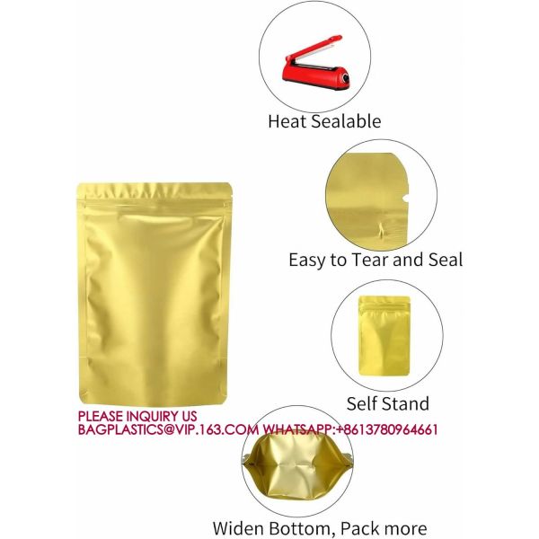 Stand Up Zipper Lock Aluminum Foil Bag, Packaging for Small Businesses, Packaging Bags
