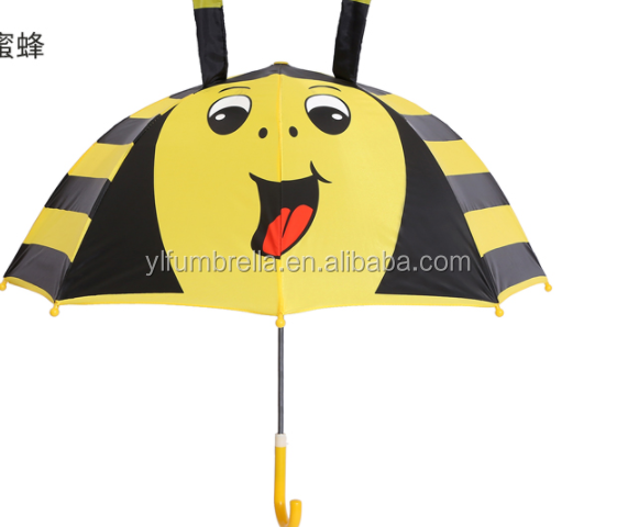 Open Diameter 90cm 19inch 8K 190T Pongee Kids Umbrella with Ears Personalized and Cute