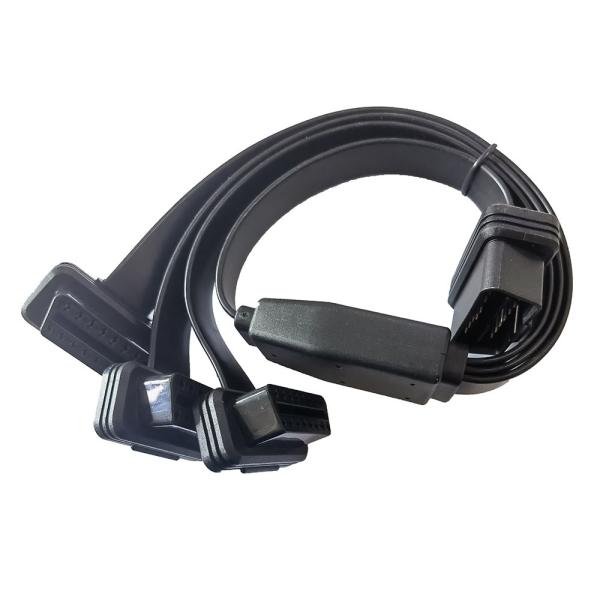 Flat Ribbon Obdii Splitter Cable , Obd2 16 Pin Male To Female Extension Cable