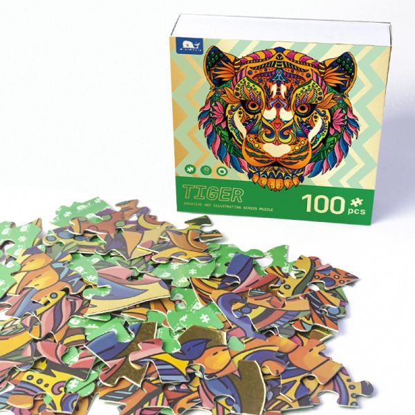 Paper Material 100 Piece Irregular Jigsaw Floor Puzzle Toy for Children's Education