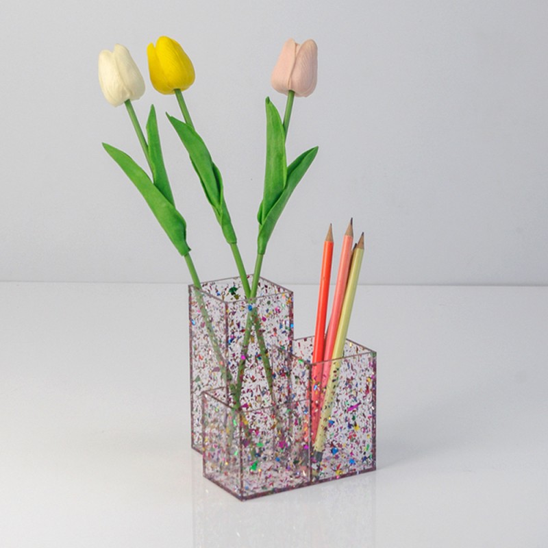 Wholesale Modern Acrylic Powder Pen Holder High Injection Rectangle Splicing Powder Plate Hot Bending Cutting