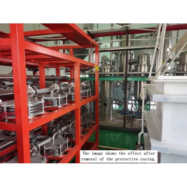 Electrochemical nuclear industry wastewater treatment equipment. No chemicals are required, no residue or solid waste is generated, and the electrodes do not scale or clog.