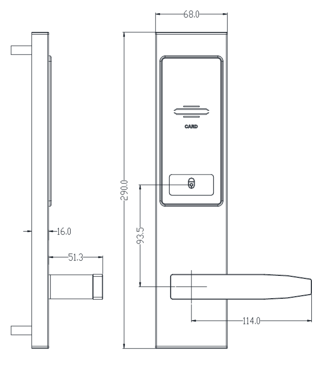 замок анти- статическое 15mA гостиницы 70mm толстый с картой RFID