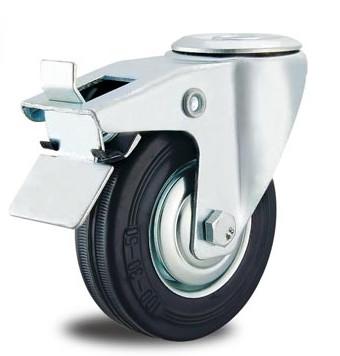 8 inch industrial rubber wheel swivel caster with bolt hole locking wheels