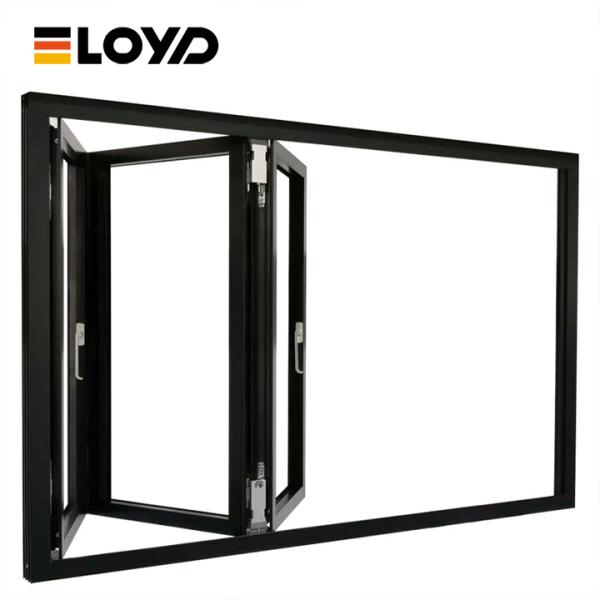 Triple-Panel Aluminum Folding Window with Double Tempered Glass