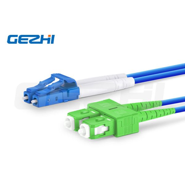 LC UPC to SC APC Duplex OS2 Single Mode Armored LSZH 3.0mm Fiber Patch Cable for Indoor Use