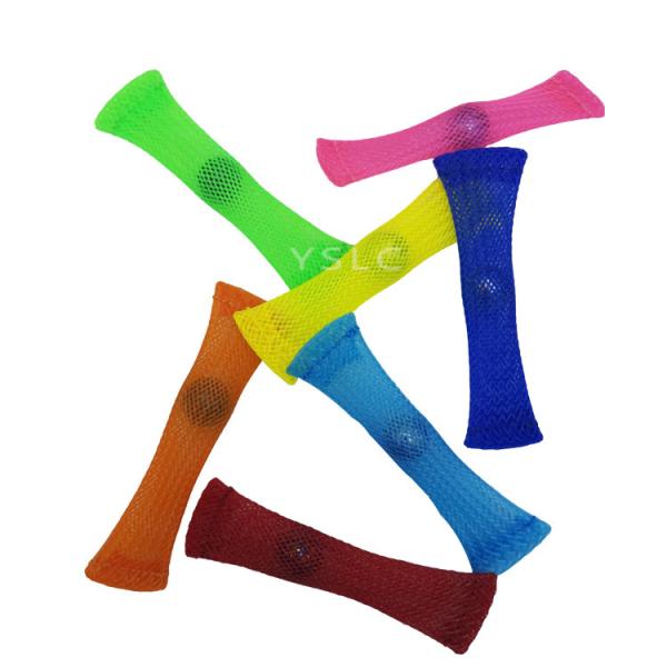 Colorful PET Expandable Braided Sleeving Mesh Tube Flexible Fidget Toys With Marble