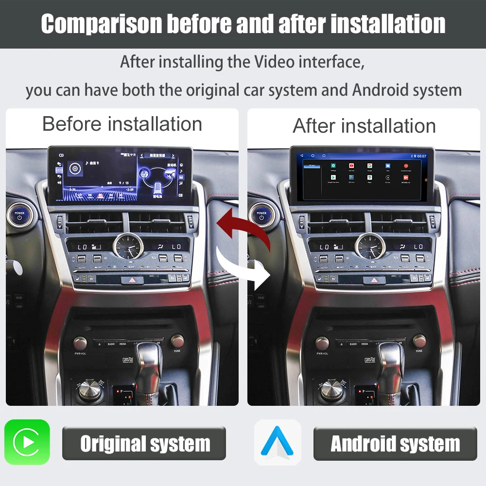 Викнав Car Video интерфейс Для LEXUS NX 2017-2020 Android Auto Carplay интерфейс с сенсорной панелью экрана и 360 AHD