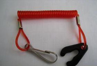Custom accessory red spiral coil tether with loop end metal signle hook plastic attachment