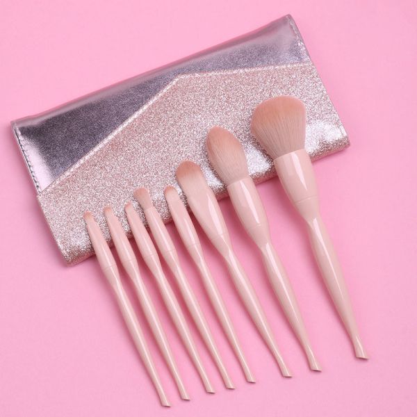Nylon Fiber Face Foundation Brush , Compact Powder Brush Gray Straight Design